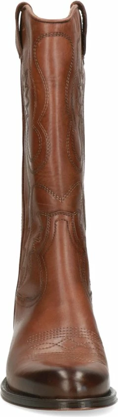 Sacha - Dames - Cognac Leren Cowboylaarzen Met Sierstiksels - Maat 39 3 Sacha - Dames - Cognac Leren Cowboylaarzen Met Sierstiksels - Maat 39 - Afbeelding 3