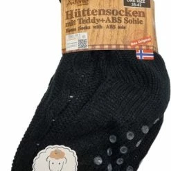 Antonio Dames Huissokken - Gebreid - Zwart - Antislip ABS - One Size (35-42) - Hüttensocken - Warme Sokken - Warme Huissloffen