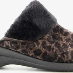 Thu!s Dames Pantoffels Met Luipaardprint - Bruin - Maat 39 - Sloffen -dames-schoenen Verkoop 550x264 7