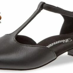 Dansschoenen Lage Hak Voor Dames Diamant 053-029-034 – Ballroom, Salsa, Latin – Zwart Leer - Maat 37,5