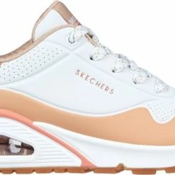 Skechers Uno Pop Color Fun Wit Tan Sneakers Dames (177121 WTAN) -dames-schoenen Verkoop 550x290 1