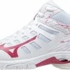 Mizuno Wave Voltage Mid Dames - Sportschoenen - Wit/rood - Maat 38