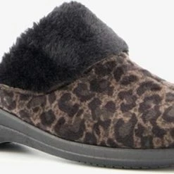 Thu!s Dames Pantoffels Met Luipaardprint - Bruin - Maat 39 - Sloffen
