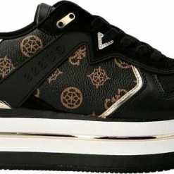 GUESS Harinna Dames Sneakers - Zwart/Bruin - Maat 40