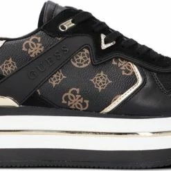 GUESS Harinna Dames Sneakers - Zwart/Bruin - Maat 40 -dames-schoenen Verkoop 550x319 2