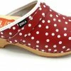 DINA Dames Klompen Zweedse Muilen Rood Met Witte Stip Maat 41