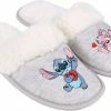 Disney Stitch En Angel - Sloffen / Huispantoffels, Dames Grijs, Wit Bont / 40-41