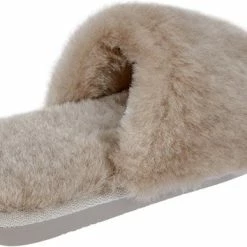 LuLu Wonen Fluffy Slipper Beige - Echte Schapenvacht - Met Flexibele Rubberen Zool - Maat 39 -dames-schoenen Verkoop 550x354 11