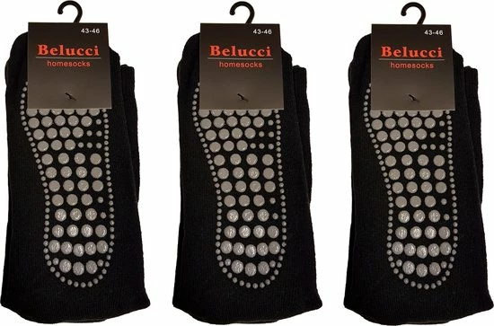 Belucci Anti Slip Huissokken 3 Paar Zwart Maat 43/46 2 Belucci Anti Slip Huissokken 3 Paar Zwart Maat 43/46 - Afbeelding 2