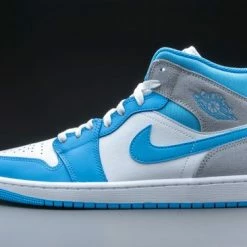 Nike Air Jordan 1 Mid SE, University Blue Grey, DX9276-100, EUR 43 -dames-schoenen Verkoop 550x366 2
