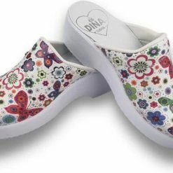 Medische Dames Klompen PU Zool - PU Klompen Met Kunststof Zool - Ziekenhuis Klompen - Zorgklompen - DINA CLOGS - Vlinderbloemetjes - Maat 38 -dames-schoenen Verkoop 550x373 3