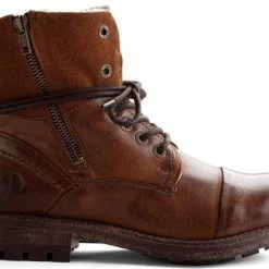 NoGRZ P.Post - Dames Leren Enkellaars - Winter Veterboots - Wol Gevoerd - Cognac - Maat 42 -dames-schoenen Verkoop 550x393 9