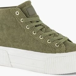 Oxmox Groene Platform Sneaker Corduroy - Maat 38 -dames-schoenen Verkoop 550x402