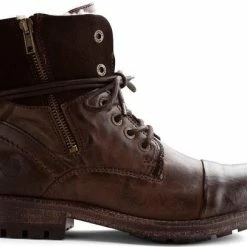 NoGRZ P.Post - Dames Leren Enkellaars - Winter Veterboots - Wol Gevoerd - Donkerbruin - Maat 41 -dames-schoenen Verkoop 550x406 4