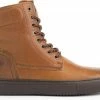 NoGRZ D.Stalpaert Hoge Leren Damessneakers - Gevoerde Veterschoenen - Cognac Bruin Leer - Maat 37