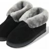 Zenique Lederen Huisschoen Pantoffel Dames En Heren Gevoerd Met Lamswol Maat 39 Kleur Zwart En Grijze Binnenkant