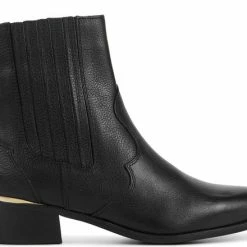 Lina Locchi Enkellaarsjes Dames / Laarzen / Damesschoenen - Leer - L1151 - Zwart - Maat 37