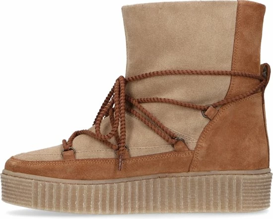 Manfield - Dames - Cognac Snow Boots Met Bont - Maat 39 4 Manfield - Dames - Cognac Snow Boots Met Bont - Maat 39 - Afbeelding 4