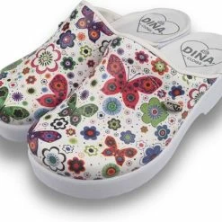 Medische Dames Klompen PU Zool - PU Klompen Met Kunststof Zool - Ziekenhuis Klompen - Zorgklompen - DINA CLOGS - Vlinderbloemetjes - Maat 38 -dames-schoenen Verkoop 550x446 6
