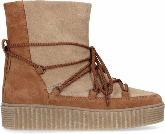 Manfield - Dames - Cognac Snow Boots Met Bont - Maat 39 1 Manfield - Dames - Cognac Snow Boots Met Bont - Maat 39