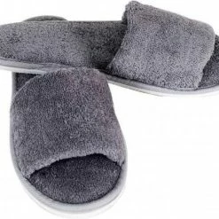 Merkloos Open Sauna Slippers Grijs43-44 - Badslippers - Badstof Slippers Met Anti Slipzool