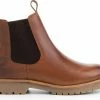Travelin' Rosseland Dames Leren Chelseaboots - Wol Gevoerd - Cognac Leer - Maat 41