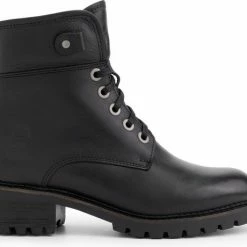 Travelin' Stugun Dames Enkellaarzen - Leren Veterboot - Zwart Leer - Maat 43