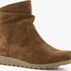 Hush Puppies Gevoerde Suede Dames Enkellaarsjes - Bruin - Maat 39 - Echt Leer