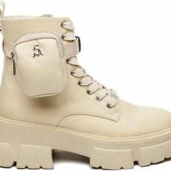 Steve Madden Tanker-P Beige Dames Veterboots - Maat: 40