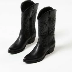 Sacha - Dames - Zwarte Cowboylaarzen Met Sierstiksels - Maat 40 -dames-schoenen Verkoop 550x465 5