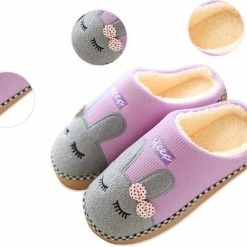 Geweo Be-Home Sloffen - Paas Met Afbeelding Konijn - Kerstmis - Kerstfeest - Christmas Gift - Paashaas Instap Sloffen-Wollen Pantoffels - Dames - Purper - Maat 35/36 -dames-schoenen Verkoop 550x468 13