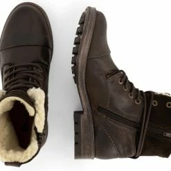 NoGRZ P.Post - Dames Leren Enkellaars - Winter Veterboots - Wol Gevoerd - Donkerbruin - Maat 41 -dames-schoenen Verkoop 550x470 11