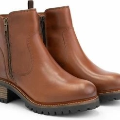 Mysa Ivy Dames Leren Enkellaarzen - Gevoerde Boots - Cognac Bruin Leer - Maat 38 -dames-schoenen Verkoop 550x472 4