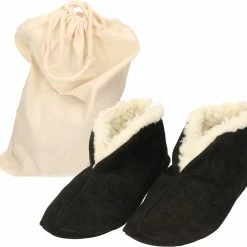 Bernardino Zwarte Spaanse Sloffen/pantoffels Van Echt Leer/suede Voor Dames/heren Maat 46 Met Handige Opbergzak