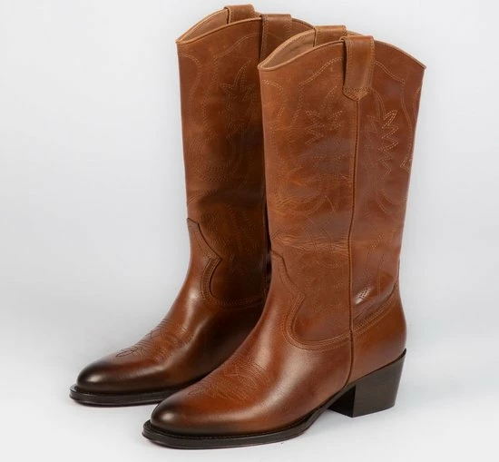 Sacha - Dames - Cognac Leren Cowboylaarzen Met Sierstiksels - Maat 39 7 Sacha - Dames - Cognac Leren Cowboylaarzen Met Sierstiksels - Maat 39 - Afbeelding 7
