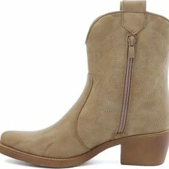 Weloveshoes SmileFavorites® Dames Cowboylaarzen Met Hak Kort - Imitatieleer - Taupe Khaki - Maat 40 -dames-schoenen Verkoop 550x519 8