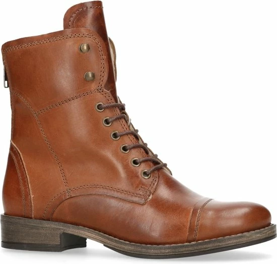 Manfield - Dames - Cognac Veterlaarzen Leer Met Imitatiebont - Maat 38 2 Manfield - Dames - Cognac Veterlaarzen Leer Met Imitatiebont - Maat 38 - Afbeelding 2