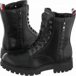 TOMMY HILFIGER Lace-Up Bootie ZWART 39 -dames-schoenen Verkoop 550x536 5