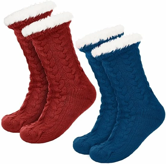 JAXY Huissokken - Huissokken Dames En Heren - Verwarmde Sokken - Anti Slip Sokken - Fleece Sokken - Dikke Sokken - Fluffy Sokken - Slofsokken - Warme Sokken - Bedsokken - Gevoerde Sokken - Winter Sokken - 2 Paar - Rood En Petrol 1 JAXY Huissokken - Huissokken Dames En Heren - Verwarmde Sokken - Anti Slip Sokken - Fleece Sokken - Dikke Sokken - Fluffy Sokken - Slofsokken - Warme Sokken - Bedsokken - Gevoerde Sokken - Winter Sokken - 2 Paar - Rood En Petrol