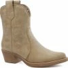 Weloveshoes SmileFavorites® Dames Cowboylaarzen Met Hak Kort - Imitatieleer - Taupe Khaki - Maat 40