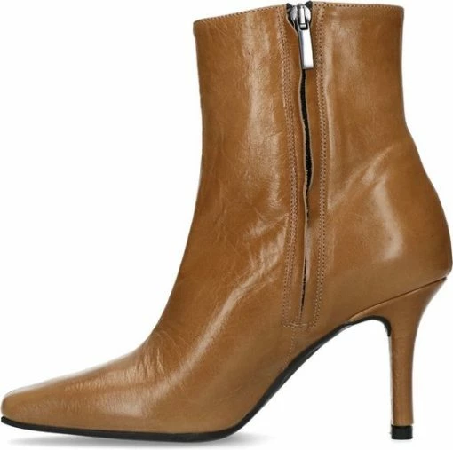 Manfield - Dames - Beige Leren Enkellaarsjes Met Hak - Maat 37 -dames-schoenen Verkoop 550x547 5
