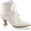 Fabelicious EU 41,5 = US 11 | VICTORIAN-30 | 2 3/4 Flaired Heel Lace Up Ankle Bootie W/Lace Overlay