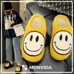 Movida MONVIDA SMILEY GEZICHT SLOFFEN/Pantoffels/Slippers™️ - Dames En Heren - Maat 39 T/m 44 - Antislip - Zacht Comfortabel Imitatiebond - Duurzaam
