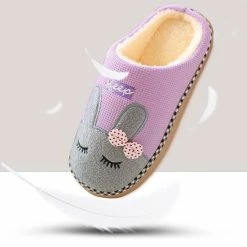 Geweo Be-Home Sloffen - Paas Met Afbeelding Konijn - Kerstmis - Kerstfeest - Christmas Gift - Paashaas Instap Sloffen-Wollen Pantoffels - Dames - Purper - Maat 35/36 -dames-schoenen Verkoop 550x550 197