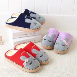 Geweo Be-Home Sloffen - Paas Met Afbeelding Konijn - Kerstmis - Kerstfeest - Christmas Gift - Paashaas Instap Sloffen-Wollen Pantoffels - Dames - Purper - Maat 35/36 -dames-schoenen Verkoop 550x550 198