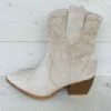 Weloveshoes SmileFavorites® Dames Cowboylaarzen Met Hak Kort - Suedine - Beige - Maat 37