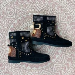 WELOVESHOES® Dames Cowboylaarzen, Enkellaarsjes - Suedine - Zwart - Maat 40 -dames-schoenen Verkoop 550x550 313