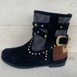 WELOVESHOES® Dames Cowboylaarzen, Enkellaarsjes - Suedine - Zwart - Maat 40 -dames-schoenen Verkoop 550x550 314