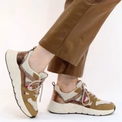 POSH By Poelman Sneaker - Vrouwen - Beige/multi - Maat 42