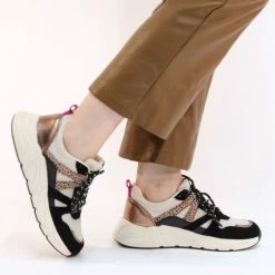 POSH By Poelman Sneaker - Vrouwen - Zwart/beige - Maat 37